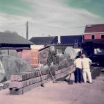 Making adobe bricks in Diaz courtyard during 1979 CA state parks renovation 