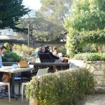 Garden seating in the Diaz courtyard of Cooper Molera